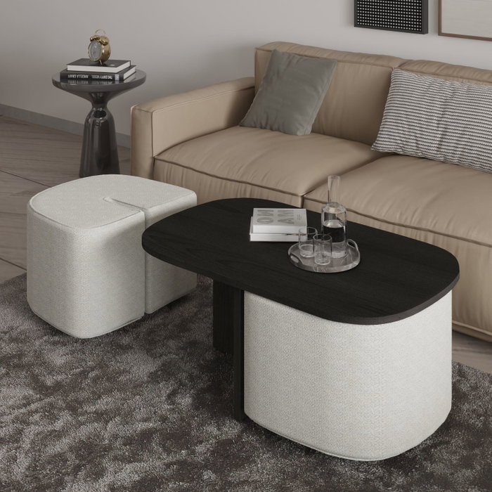 Hanah Home Juego de mesas de café Twin - Negro